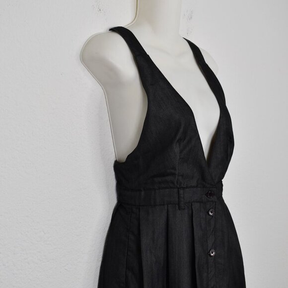 Nasty Gal Midi Dress Button Front Sz S Strappy Back Preppy Academia Retro Work - Picture 4 of 16